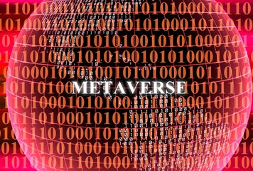Binary codes on screen and Metaverse word in the middle, New Decentralized Internet