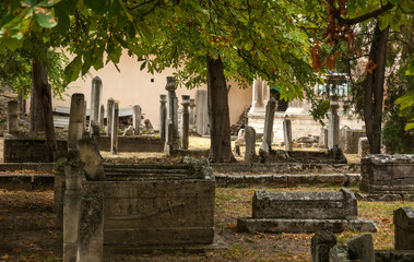 Ancient cemetery of Bakhchisaray Palace in summer, Bakhchisarai, central Crimea
