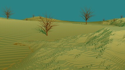 Desert landscape from squares. 
