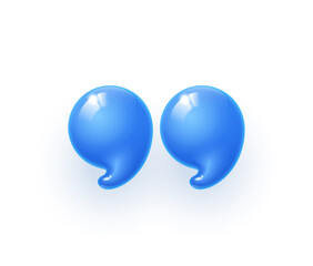 3d quote realistic render design in cute cartoon style volumetric icons of quotation marks. Innovative Quote speech bubble template. Modern Minimal 3d render cartoon design quotation bubble message