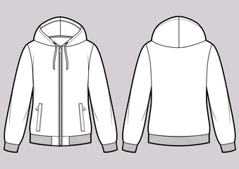 Hoodie sweat jacket with zipper. Mockup template. © Olesya