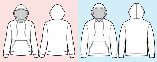 Womans and mans hoodie with kangaroo pocket - obrazy, fototapety, plakaty