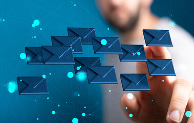 flying email icon and web flying