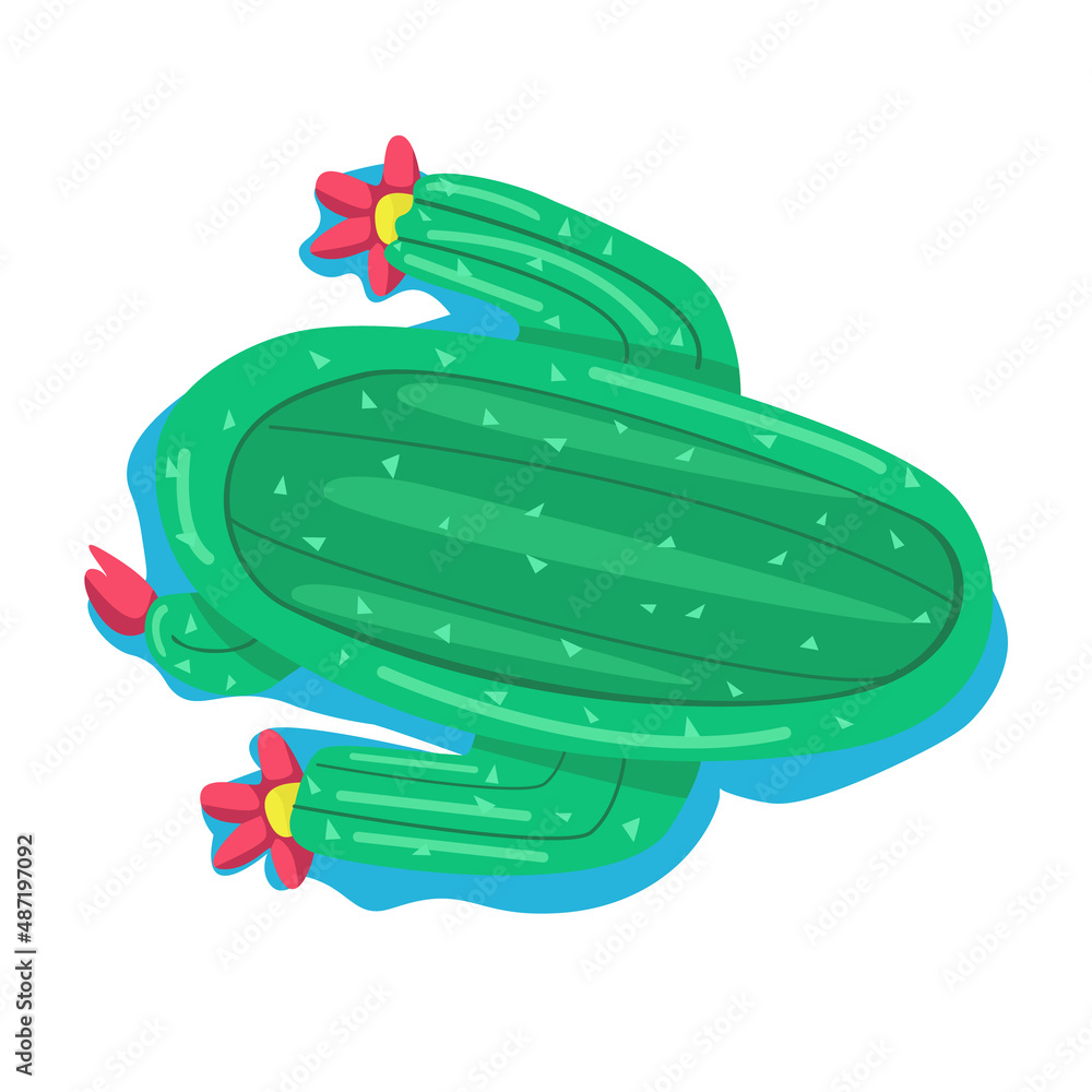 Aufkleber cactus shaped air mattress semi flat color vector object. full sized item on white. swimming pool ac