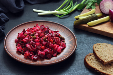 vinaigrette, vegetarian salad with beetroot.