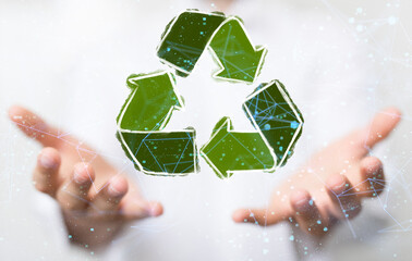 green world power in hand recycling
