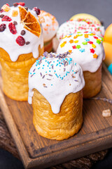 easter cake kulich holiday pastry homemade dessert festive holiday easter treat healthy meal food snack on the table copy space food background rustic 