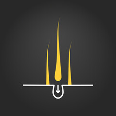 Hair transplantation symbol of three follicles. Hair restoration concept. Alopecia medical design for clinics and diagnostic centers. Vector illustration