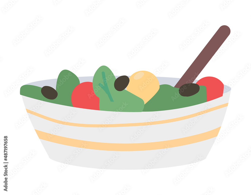 Poster mixed vegetables semi flat color vector object. full sized item on white. dinner served. healthy and