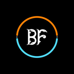 B F, Letter Logo Template Vector Design. black background. B F circle logo design vector.
