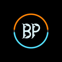 BP, Letter Logo Template Vector Design. black background. B P circle logo design vector.
