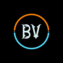  BV , Letter Logo Template Vector Design. black background. B V circle logo design vector.