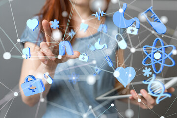  Ui icon medical in hospital with medical technology network concept