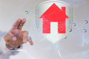 home data. Digital cyberspace with particles and Digital data network connections concept.