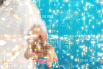 Neural network 3D illustration. Big data and cybersecurity