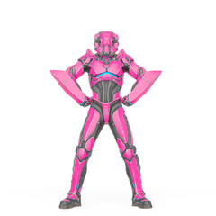 Fototapeta premium man in an armored nano tech suit is doing a power pose like a super hero