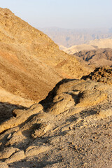 Walk through the mountains near the Gulf of Eilat Red Sea in Israel