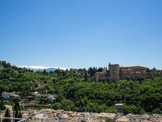 Fototapeta na wymiar View to Allambra over Granada roofs