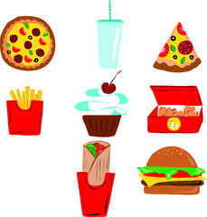 fast food icon set