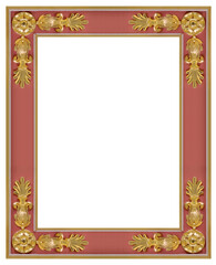 Part of golden frame for paintings, mirrors or photo isolated on white background