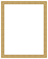 Part of old golden frame for paintings, mirrors or photo isolated on white background. Design element with clipping path