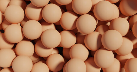 Orange pile of balls pattern background. 3d rendering.