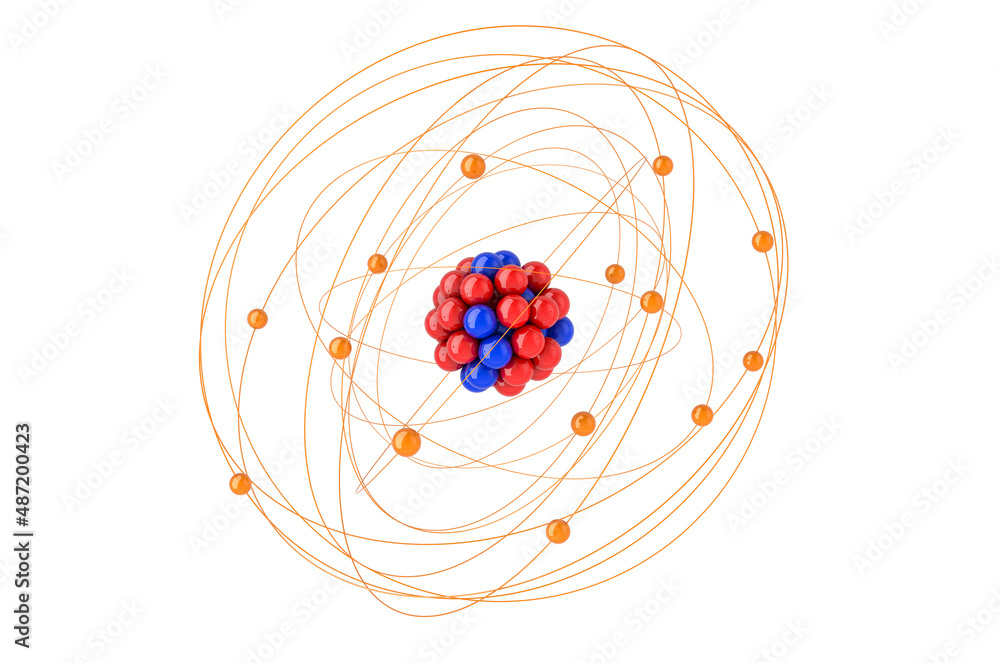 Poster atom structure, 3d rendering