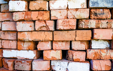 Beautiful texture old brick from big wall block