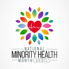 Obraz premium National Minority Health month is observed every year in April, Vector illustration