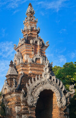 Buddhist Pagoda in Thai Lanna style  in Chiang Mai, Northern Thailand