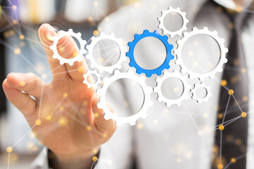 gear Futuristic in Industry 4.0 and business virtual diagram