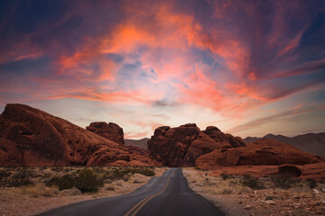 Sunset in the desert of Nevada