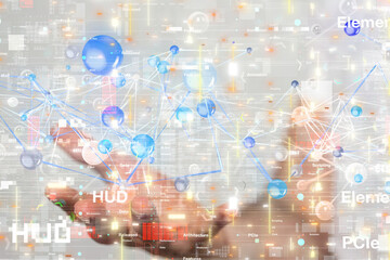Obraz premium Global network. Blockchain. 3D illustration. Neural networks and artificial intelligence. Abstract