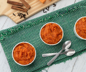 Traditional brazilian pumpkin sweet dessert with cloves and cinnamon