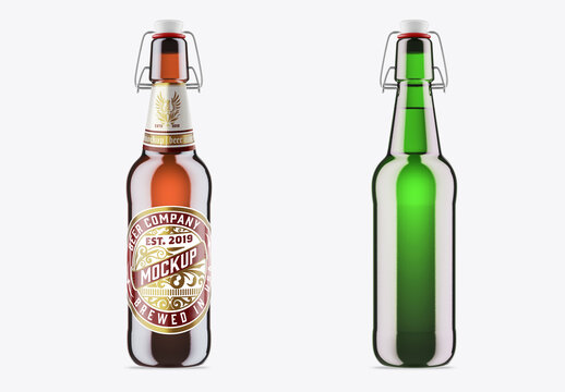 Classic Glass Beer Bottle Mockup