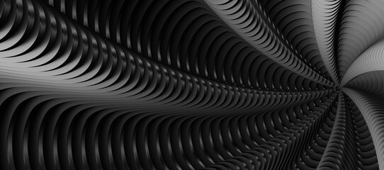 abstract background lines black hole 3d illustration.