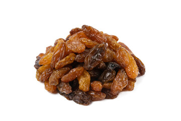 royal raisins heap isolated on white background.Spice and food ingredients.