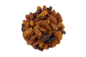 royal raisins heap isolated on white background.Spice and food ingredients.