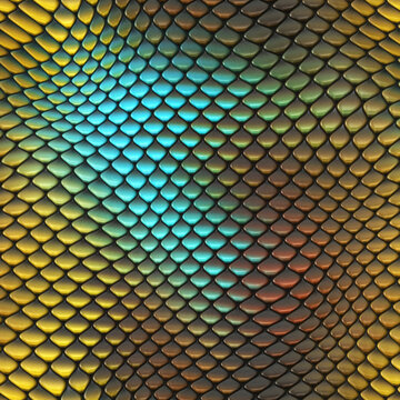 Seamless fantasy scales pattern. Reptilian texture. Colorful and vibrant tile. Exotic tileable surface. Nature print.