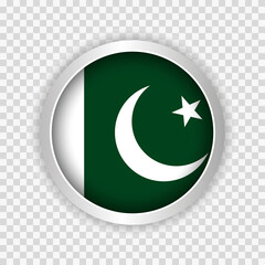 Flag of Pakistan on round button on transparent background element for websites