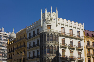 Fototapeta na wymiar Beautiful historical building in Old Town of Valencia, Spain