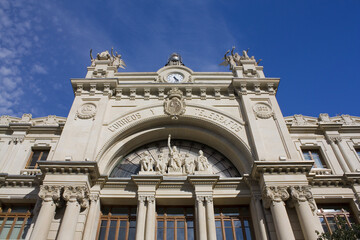 Fototapeta na wymiar Beautiful historical building at Mayor Street in Madrid, Spain 