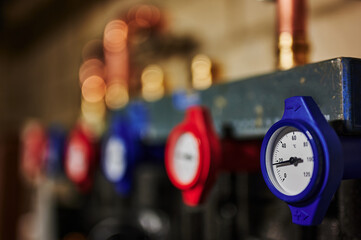 Fototapeta premium View to thermometers of a heating circuits.