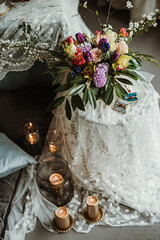 Dessert table. Sweet table decoration. Beautiful and modern design