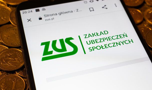 Katowice, Poland - 02,14,2022 A visit to the website of the Social Insurance Institution (ZUS)