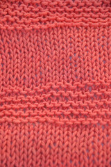 coral color two needle knitting