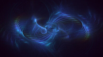 3D rendering abstract blue fractal light background