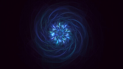 3D rendering abstract blue fractal light background