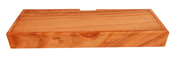 Simple wooden box with lid isolated on white background