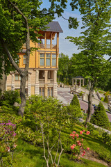 Mezhyhirya National Park, Novi Petrivtsi, Kyiv region, Ukraine - May, 16, 2017: Museum of Corruption. The large natural complex Mezhyhirya Residence with a beautiful garden